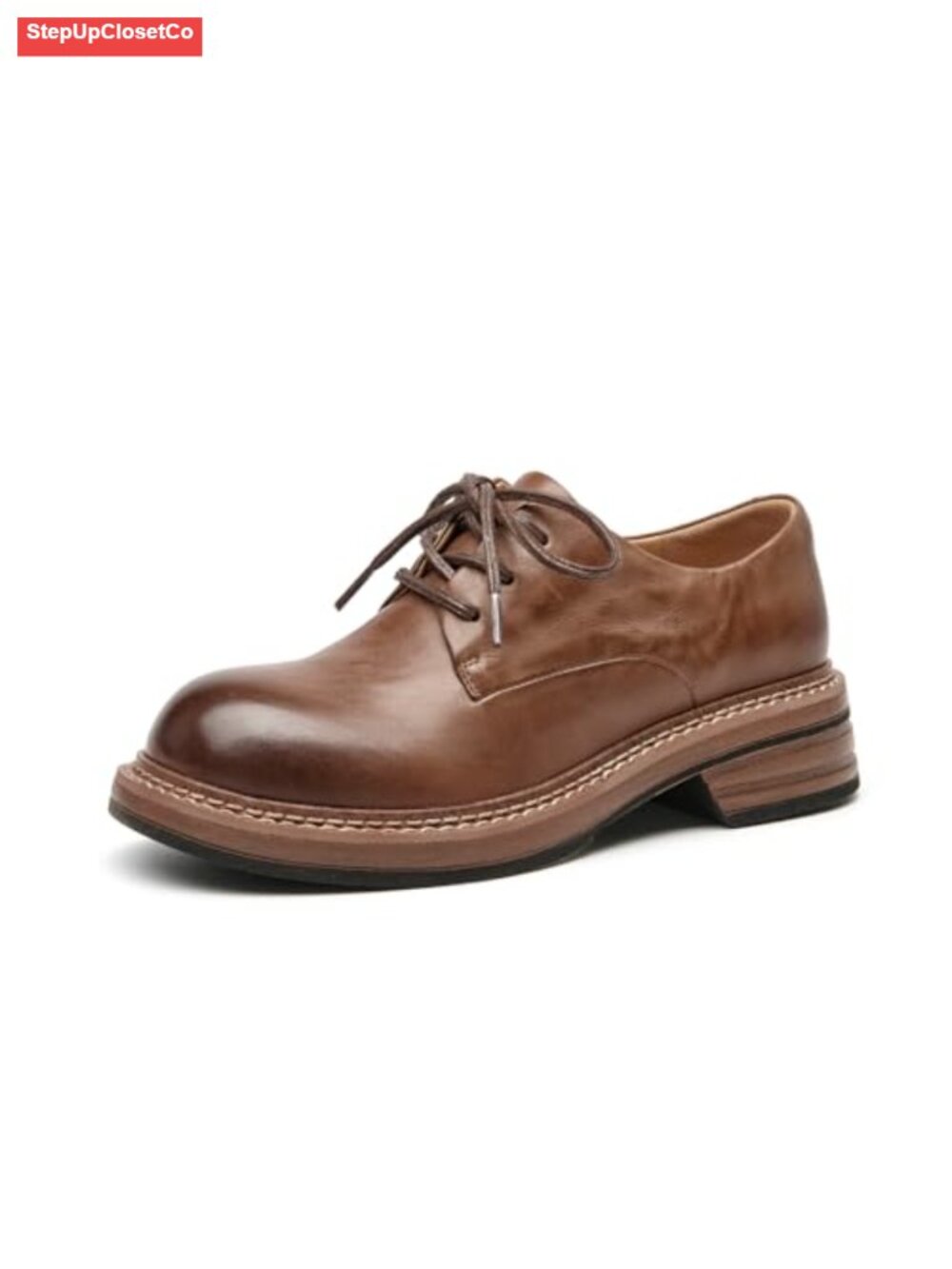 Women's Oxfords Leather Lace Up Cap Toe Non Slip Formal Dress Shoes